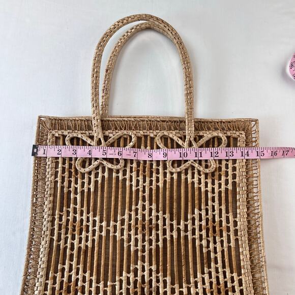 Vintage Butterfly Boho Raffia Straw Tote Back Handbag Peoples Republic of China - Picture 3 of 7